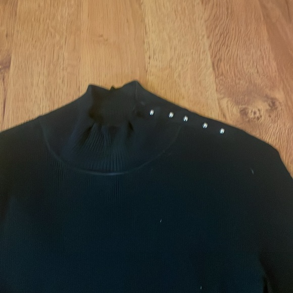 Black turtleneck sweater with gold button detail - Picture 2 of 3